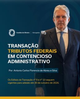 Os Editais de Transação nº 9 e nº 10 seguem vigentes para adesão até 30 de outubro de 2026, oferecendo condições diferenciadas para a regularização de débitos tributários em contencioso administrativo junto à Receita Federal.

As possibilidades abrangem desde débitos de até R$ 50 milhões até débitos de pequeno valor, observados os critérios e condições previstos em cada Edital.

No carrossel, Antonio Carlos Florencio de Abreu e Silva apresenta os principais pontos e as condições para adesão.